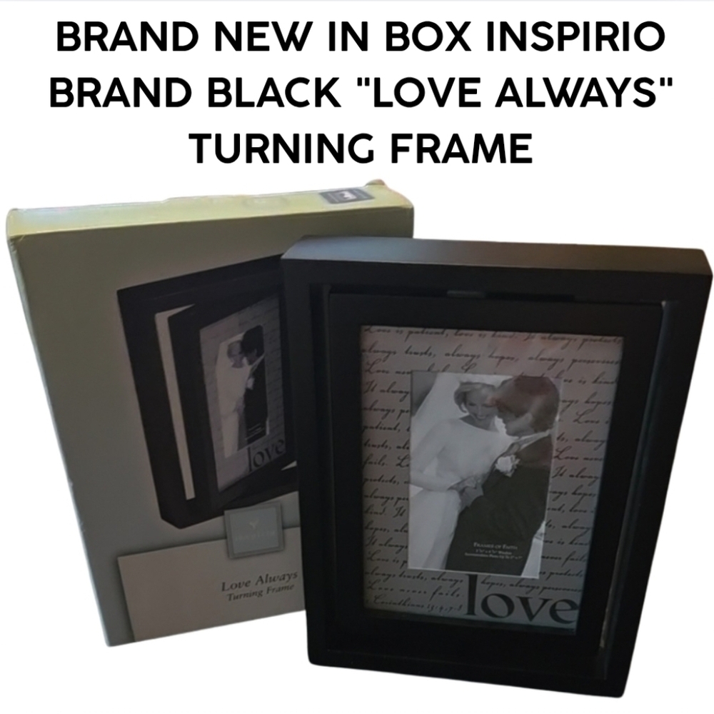 NEW IN BOX INSPIRIO BRAND BLACK LOVE ALWAYS TURNING PHOTO FRAME